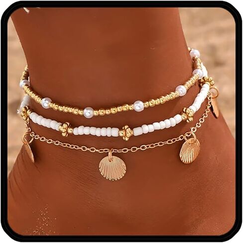 Stack Anklets Cankle Bracelets للنساء المجوهرات القابلة للتعديل للماء الشاطئ in Kuwait