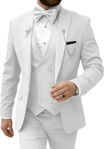 Tuxedo for Men 3 Piece Suit Slim Fit Tuxedo Suit Set Wedding Prom Suits Mens Fashion Formal Suits with Tie in Kuwait
