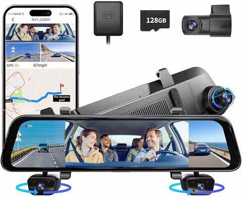 2025 كاميرا مرآة الرؤية الخلفية للسيارات ، 12 '' '' Mirror Dash Cam 4 Channel ، 360 Dashcam الأمامي الخلفي ، كاميرا نسخ احتياطية شاشة تعمل باللمس ، الرؤية الليلية الأشعة تحت الحمراء ، التطبيق ، نظام تحديد المواقع العالمي (GPS) ، شاشة وقوف السيارات على مدا in Kuwait