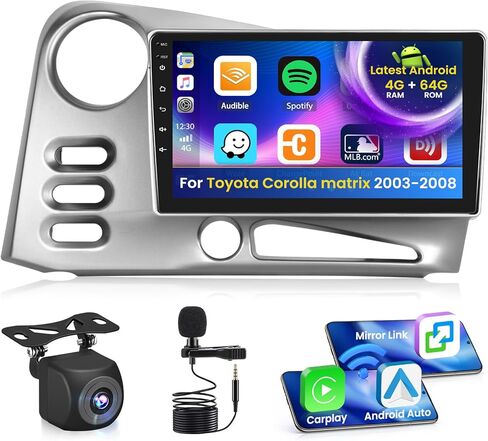 2+64G Android 13 Car Stereo Radio for Toyota Matrix (LHD) 2009-2014, 9'' HD Touch Screen Compatible with CarPlay Android Auto, AHD Backup Camera, Mirror Link, GPS, WiFi, DSP in Kuwait