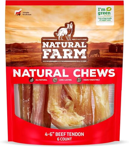 Natural Farm Extra-Thick Beef Tendons (9-12 Inch, 12 Pack), Natural Chondroitin and Collagen: Supports Healthy Joints, Great for Dental Health – Made & Packaged, All Dog Sizes in Kuwait