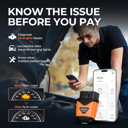 AUTOPHIX 3210 Pro Bluetooth OBD2 Scanner for ABS SRS Transmission Check Engine Code Reader Wireless Car Scan Tool Diagnostic Scanner with Battery Test Support iPhone, iPad, Android for All Vehicles in Kuwait