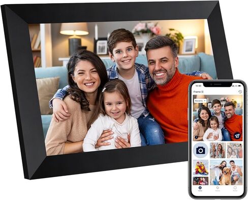 WiFi Digital Picture Frame, 10.1 Inch Digital Photo Frame with1280x800 IPS LCD Touch Screen, 32GB Storage, Auto-Rotate Photo Frame Share Your Photos and Videos via AiMOR App, Black in Kuwait