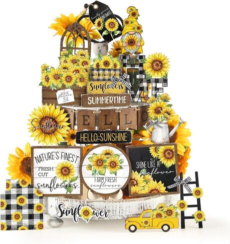 Bucherry 17 PCS Spring Honey Bee Bee Tiered Tray Decor in Kuwait