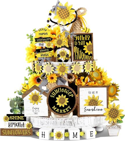 Bucherry 17 PCS Spring Honey Bee Bee Tiered Tray Decor in Kuwait