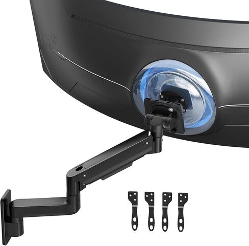 Monitor Wall Mount for 17-57-inch Screens - Heavy Duty Single Wall Mount Monitor Arm for Most Ultrawide Screens, Fully Adjustable, for Home & Office use, Max Load 44lbs, VESA 75 100 200 mm, Black in Kuwait