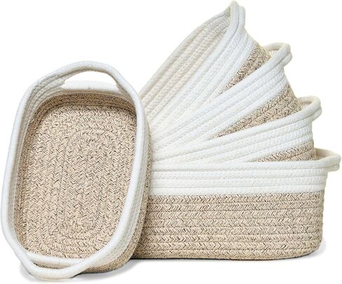 مجموعة سلة التخزين-سلال من 5 قطع لتنظيم المنزل ، الأرفف ، الحضانة ، الحمام ، ألعاب الكلاب ، سلال زخرفية صغيرة إلى كبيرة-قبالة أبيض in Kuwait