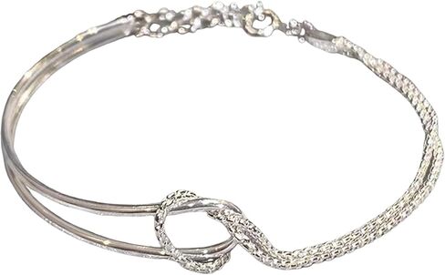 925 Sterling Silver Knot Bracelet for Women14K Gold Plated Matching Bracelet for Couples Mother Daughter Love Knot Double Layered Bracelet Forever Infinity Bracelet Friendship Birthday Jewelry for Her in Kuwait