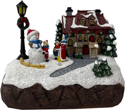 Christmas Village Houses Indoor Decorations Christmas Village Figurine Light Snowman Tree Decor Home Table Winter Holiday Decor Xmas Gifts in Kuwait