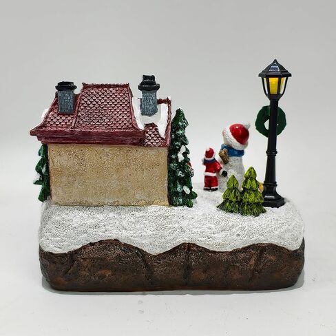 Christmas Village Houses Indoor Decorations Christmas Village Figurine Light Snowman Tree Decor Home Table Winter Holiday Decor Xmas Gifts in Kuwait