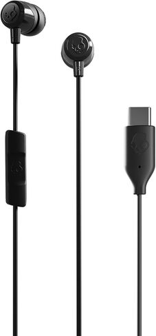 Scullcandy JIB USB-C سماعات أذن سلكية مع ملاءمة عزل الضوضاء ، مكالمة ميكروفون مدمجة وتحكم في المسار لأجهزة iPhone Android ، وأحجام هلام الأذن لتناسب مخصص-Black True in Saudi Arabia