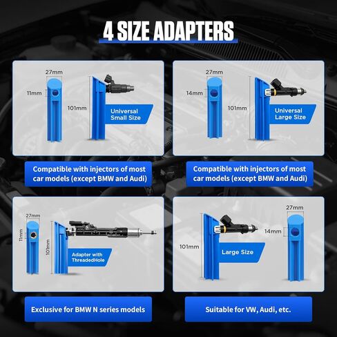 MR CARTOOL Fuel Injector Tester, Automotive Fuel Injector Cleaner Kit with 8 Pulse Modes, 12V Universal Auto Fuel Injector Pressure Tester with 4 Nozzles in Kuwait