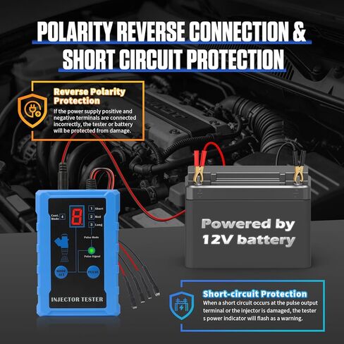 MR CARTOOL Fuel Injector Tester, Automotive Fuel Injector Cleaner Kit with 8 Pulse Modes, 12V Universal Auto Fuel Injector Pressure Tester with 4 Nozzles in Kuwait