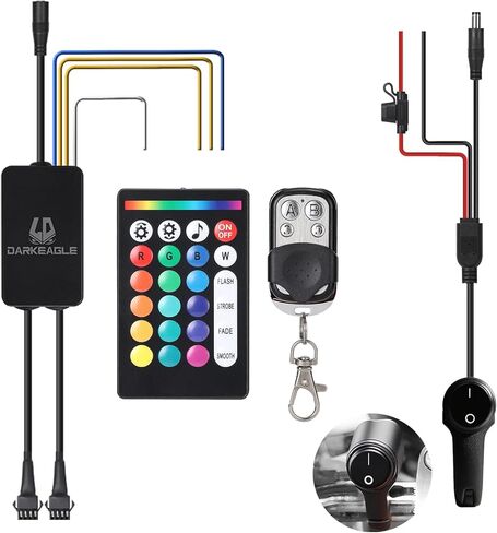 Replacement Controller with Brake Turn Signal Smart Energy-Saving Functions APP/RF Remote Control, 4Pin Control Box with Switch 5A Fuse for Motorcycle RGB LED Underglow Lights Kits in Kuwait