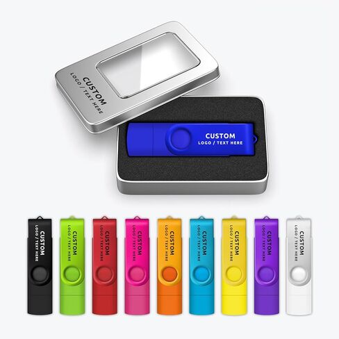 Custom USB C Flash Drive, Personalized Swivel 2 in 1 OTG Type C/USB Thumb Drives Memory Stick, Portable Dual Flash Drive External Date Storage for iPhone, Android, Tablet, Laptop, PC (100PCS, 4GB) in Kuwait