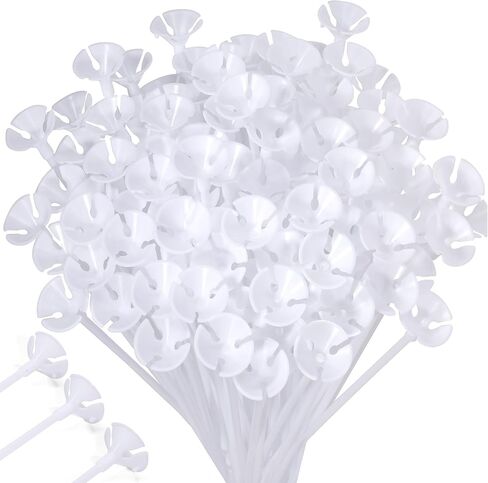 Pllieay 100 Pieces Balloon Sticks, White Balloon Sticks Holders with Cups in Kuwait