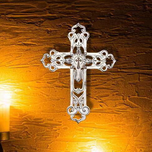 Comfy Hour 13-Inch Vintage Bronze Wall Cross – Antique Style Hollow Out Handmade Religious Decor for Home, Living Room, or Bedroom in Saudi Arabia