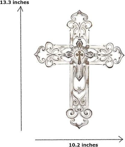 Comfy Hour 13-Inch Vintage Bronze Wall Cross – Antique Style Hollow Out Handmade Religious Decor for Home, Living Room, or Bedroom in Saudi Arabia