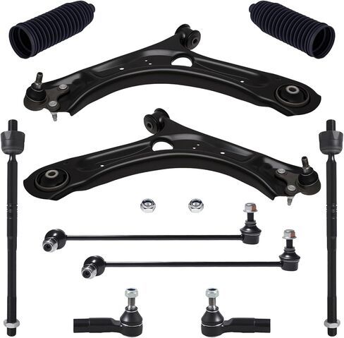 Tucarest 10pc Stempension Kit Fit for 2012-2019 VW Beetle ، 2012-22 Passat ، 2 Arm Urble Control Arm W/Ball Consig + 4 rod inner tie rod + 2 Sway Bar [# 522-837 522-838 K8047 EV800899 ES80666 ES80667] in Kuwait
