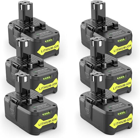 4 Pack 6.0Ah 18V Lithium Battery Replacement for RYOBI RB18L50 P108 P102 P104 High Capacity Cordless Tool Batteries with LED Indicato in Kuwait