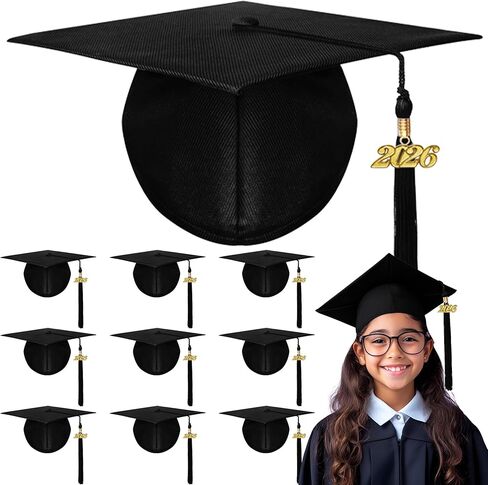 10 Pack Matte Kindergarten & Preschool Graduation Caps in Bulk for Kids with 2025 Tassel in Kuwait
