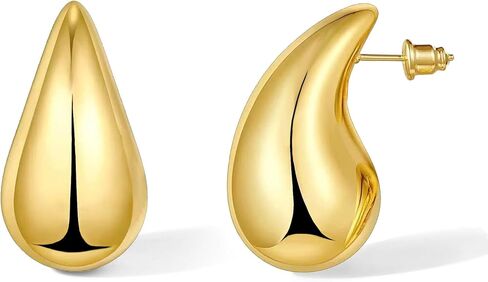 PANSHI قرط ذهبي Dupes مكتنزة أقراط طارة ذهب للنساء في سن المراهقة العصرية هيبوالرجينيك وأقراط متدلية مجوهرات in Kuwait