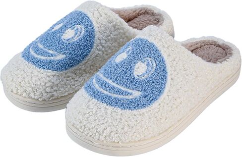 Sharllen Kids Happy Face Fuzzy Cozy Non-Slip Toddler Girls Boys Slide Slippers Plush Cute Warm Soft Socks Shoes for Little Big Kids Winter Indoor Outdoor in Kuwait