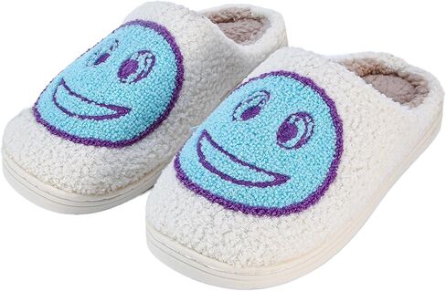 Sharllen Kids Happy Face Fuzzy Cozy Non-Slip Toddler Girls Boys Slide Slippers Plush Cute Warm Soft Socks Shoes for Little Big Kids Winter Indoor Outdoor in Kuwait