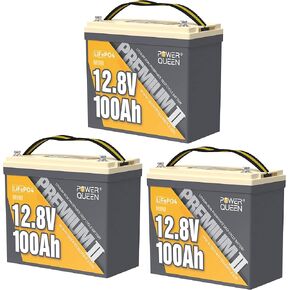 Power Queen 12.8V 100Ah LiFePO4, Upgraded Low Temperature Cut-off Function, Built-in 100A BMS, Grade A Battery Cell, Up to 15000+ Cycles, Perfect for Trolling Motor, Marine, RV and Off Grid in Kuwait