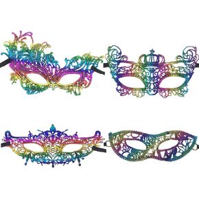 4PCS Masquerade Masks for Women Venetian Lace Eyemasks For Party Gothic Carnival Gold Mardi Gras Masks in Saudi Arabia