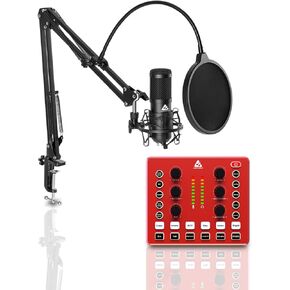 AI-04 2x2 Audio Interface | Premium Mic Pre-Amps | 48V Phantom Power Support | 24-bit/192kHz High Fidelity Recording | XLR/MIC/LINE inputs | Plug and Play-No Drivers | Metal Body | Red in Saudi Arabia