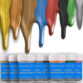 CRAFT Metallic Acrylic Paint Set - 8 Colors: Multi, Gold, Silver, Bronze, Copper - Shiny Metallic Effect - Premium Acrylic Paint - Extreme High Metal Pigmentation - For Canvas Painting or Any Surface - 8 x 20 ml / 0.7 fl oz  in Saudi Arabia