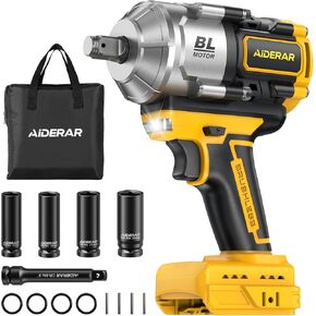 20V Cordless Impact Wrench for DeWalt Battery, 1500Nm (1106 Ft-Lbs) 1/2" Brushless Impact Gun, 3-Speed High Torque Power Tool for Tire Removal, Rusted Bolts, Heavy Equipment(No Battery) in Kuwait