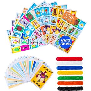 Mexican Bingo Game Kit - Bilingual Game for 10 Players - Includes 1 Deck of Cards and Boards - with 140 Bingo Chips - for The Entire Family - Great for Learning Spanish in Kuwait