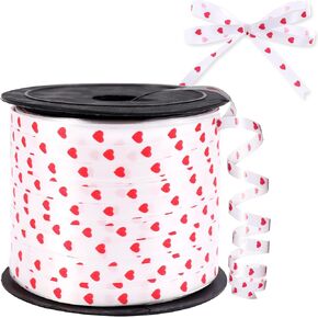 KatchOn, Red Valentines Day Ribbon -100 Yards | Valentines Ribbon for Crafts | Red Heart Ribbon for Crafts | Red Heart Curling Ribbon for Valentines Day Decorations | Valentines Day Gift Ribbon in Kuwait