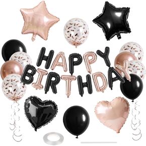 27 Pcs Dark Blue Birthday Decorations, 3D Foil Dark Blue Happy Birthday Balloon Banner, Pentagram Heart Foil Balloons Confetti Balloons Kit For Boys Girls Birthday Party Supplies in Kuwait