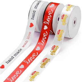 KatchOn, Grosgrain Valentine Ribbon Wired Roll - 30 Yards | Red Ribbon for Valentines Day | Valentines Ribbon for Gift Wrapping | Valentines Day Ribbon for Crafts | Red Heart Ribbon, I Love You Ribbon in Kuwait