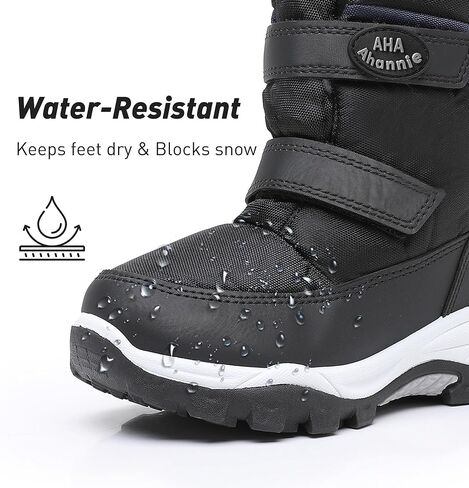 أحذية ثلج للأولاد والبنات من Ahannie أحذية شتوية للأطفال الصغار أحذية مقاومة للماء بحلقة خطافية للطقس البارد (طفل صغير/طفل صغير) in Kuwait