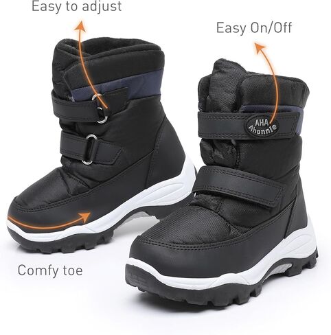 أحذية ثلج للأولاد والبنات من Ahannie أحذية شتوية للأطفال الصغار أحذية مقاومة للماء بحلقة خطافية للطقس البارد (طفل صغير/طفل صغير) in Kuwait