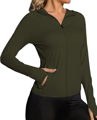 We1Fit Women's UPF 50+ Lightweight Sun Protection Hoodie Jacket Long Sleeve Hiking Outdoor Shirts with Pockets in Kuwait