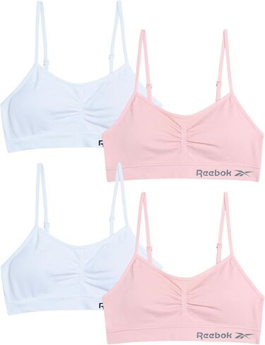 Reebok Girls' Training Bras - 4 Pack Racerback Crop Cami Bralette with Removable Pads - Soft Seamless Bra for Girls (6-16) in Saudi Arabia