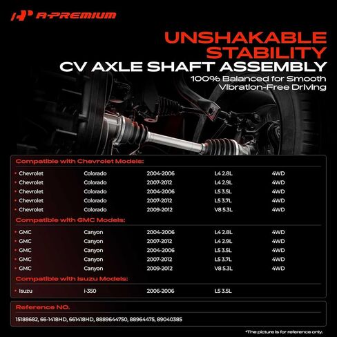 A-Premium CV Axle Shaft Assembly Compatible with Chevrolet Colorado 2004-2012 & GMC Canyon 2004-2012 & Isuzu i-350 2006, 4WD, Front Left or Right, Replace# 15188682, 88964475 in Saudi Arabia