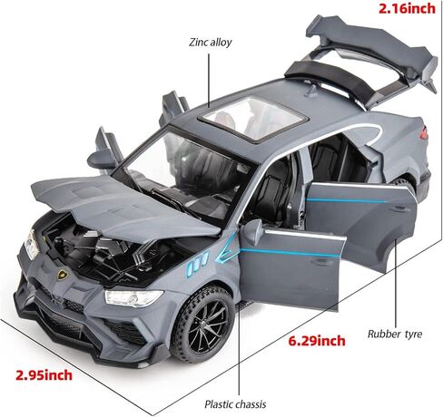 Compatible for 1/32 Lambo Urus Model Car Diecast Collectible Pull Back Toy Car with Light and Sound Toy Vehicle for 3+ Year Old Kids Boys Gift Gray in Kuwait