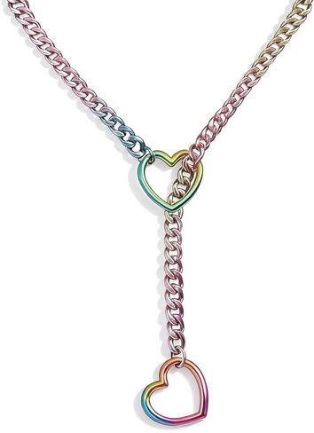 Choker Necklace for Women - Heart O-ring Slip Chain Adjustable Lariat Y-Necklace in Saudi Arabia
