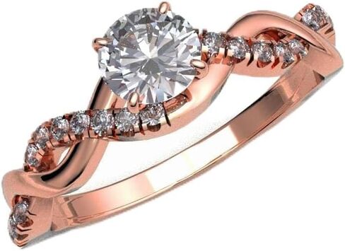 0.70cts Solitaire Diamond Engagement Ring 14K White Gold 0.55cts Certified Center Diamond Split Shank Setting Infinity Anniversary Wedding Band Ring For Women (Color HI, Clarity I1/I2) in Saudi Arabia