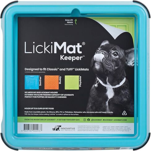 LICKIMAT Indoor Keeper Dog Feeding Station - Slow Feeder Lick Mat Keeper for Dogs Food, Treats, Yoghurt & Peanut Butter - Extend Licky Mats for Dogs into Full Feeder, Grey. in Kuwait