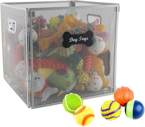 Dog Toy Basket-Dog Toy Bin Set Of 2 -Metal Basket for Pet with Wooden Handle- Large Dog Toy Basket-for Puppy Leash, Blanket Food, Accessories - Container Baskets for Dogs Farmhouse Home Decor-Black in Kuwait