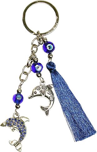 LUCKBOOSTIUM Evil Eye Keychain for Women - Blue Butterfly Charm with Rhinestones, Purse Accessory, Bag Decoration, Rearview Mirror Ornament, Home Décor, Car Hanging Accessory, Spiritual Gift in Kuwait