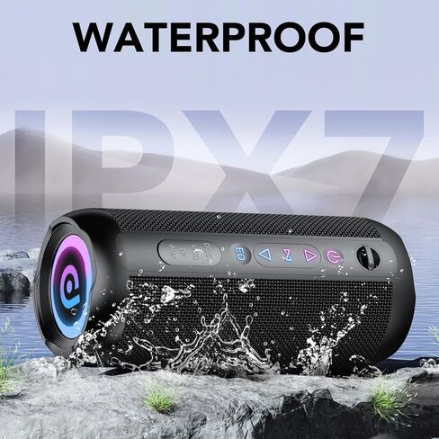 Portable Bluetooth Speakers, IPX7 Waterproof Speaker Bluetooth Wireless, 30W Loud Stereo Sound, 30H Playtime, RGB Lights, TWS Pairing, Portable Speaker Bluetooth 5.4 for Outdoor/Home/Party, Gift Ideas in Kuwait