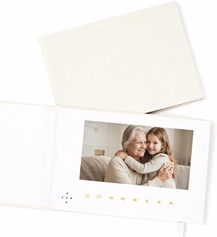 Luxury Linen Bound Video Book, 7" IPS Display, 4GB Memory, Rechargeable Battery, Up to 3 Hours HD Video Storage, Perfect for Weddings, Graduation Birthdays, Anniversaries, and More in Kuwait